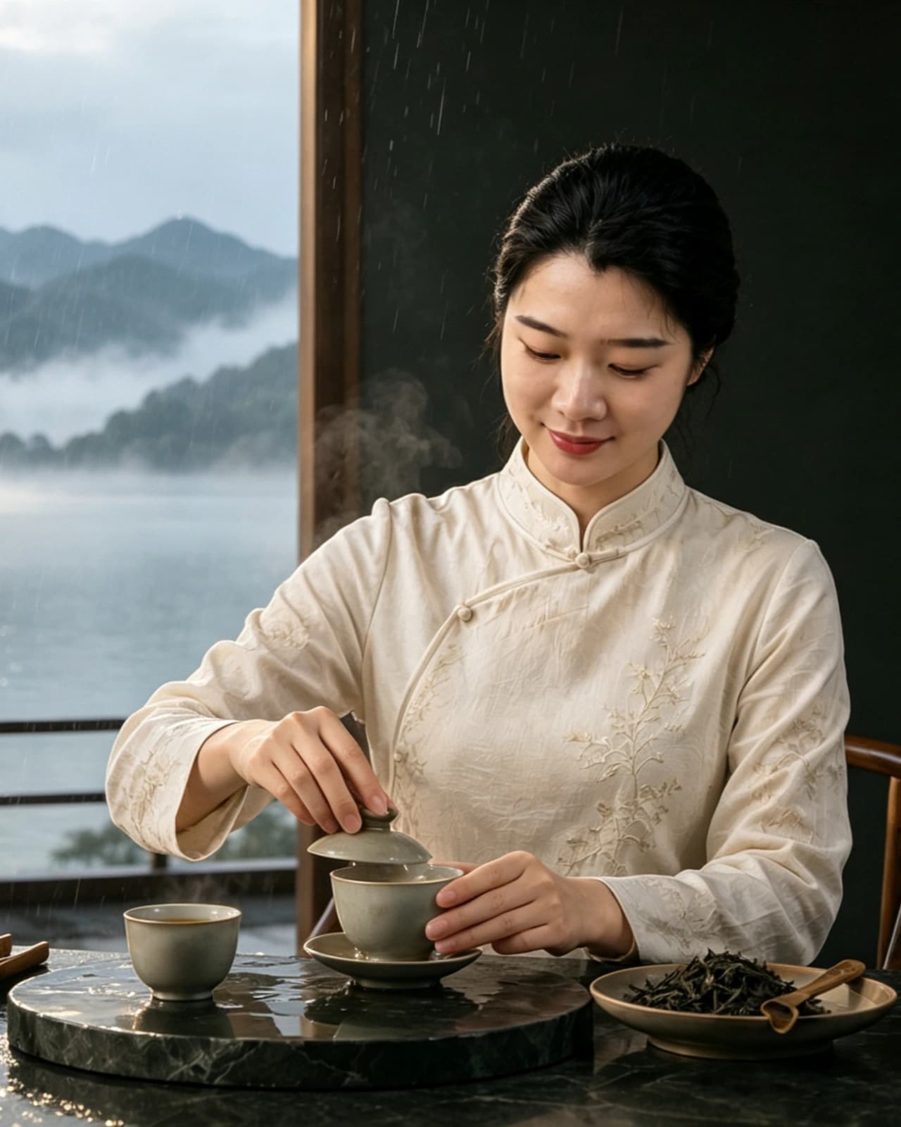 茶疗师进行茶疗服务实操
